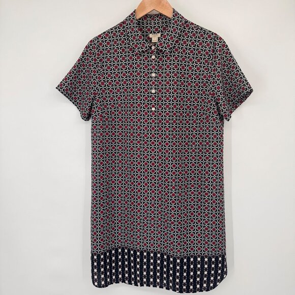 J.Crew Womens Short-Sleeve Button-Down Shirt dress Geometric Print  Size 12 - Picture 4 of 12